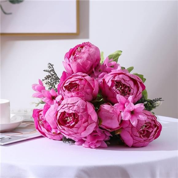 Pink Flowers Artificial Silk Peony Bouquets Wedding Home Decoration Floral Decor - Picture 3 of 5